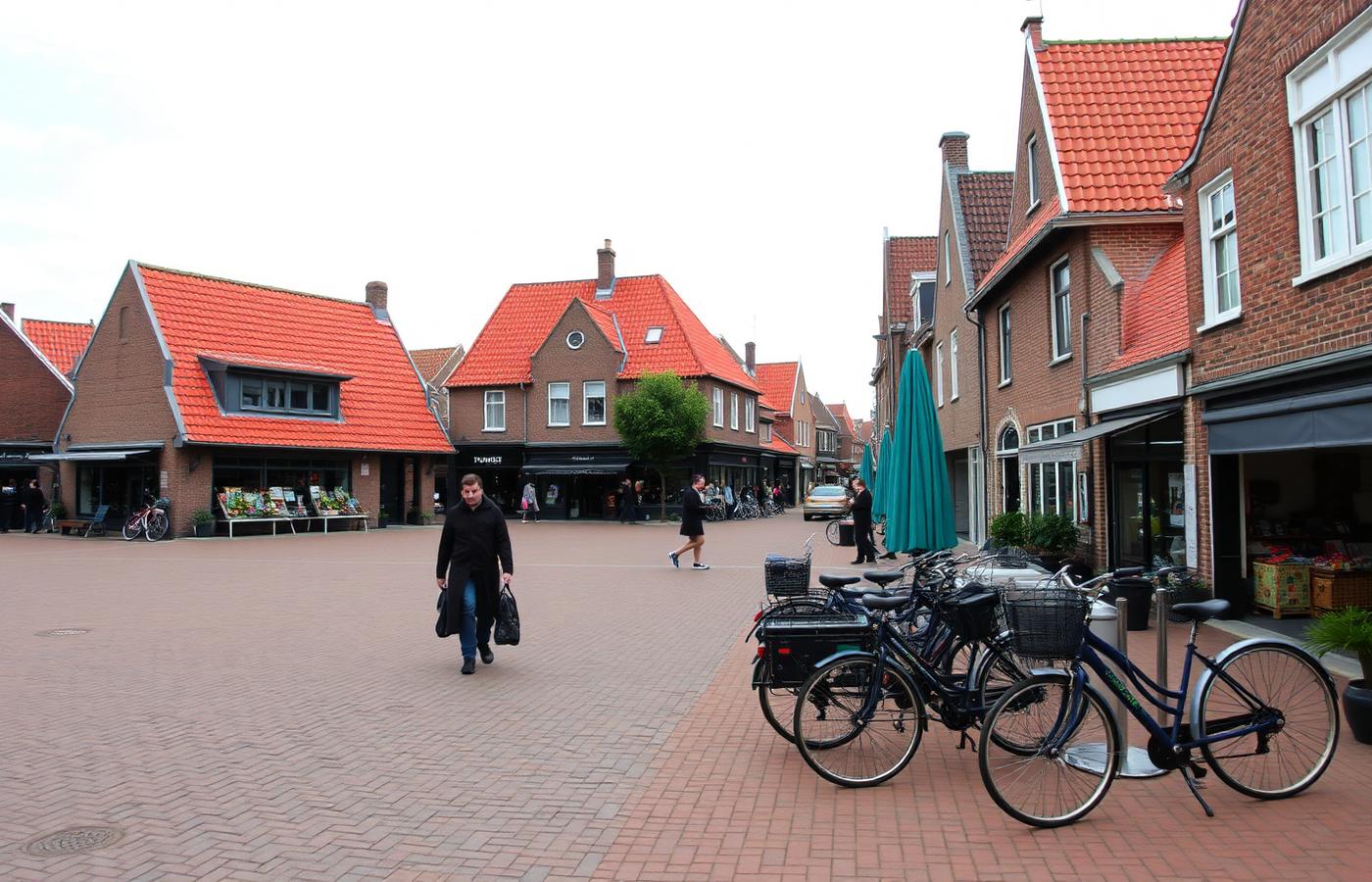 Leden en vrijwilligers van De Nederlandse Stem op een Nederlands stadsplein